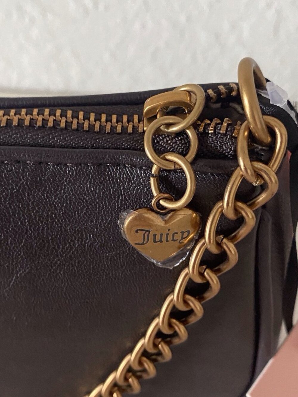 Juicy Couture In Her Juicy Era Convertible Wristlet Mini Bag Purse Chocolate NEW - Picture 9 of 14